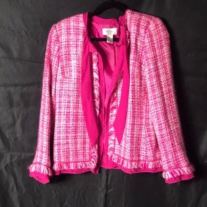 Bob Mackie pink and white tie blazer
